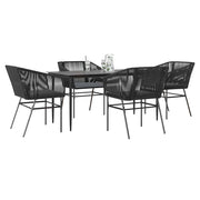 Tuinset 5-delig poly rattan glas zwart