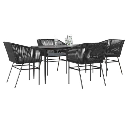5-Delige Tuinset Met Kussens Poly Rattan Glas 4 160 x 80 x 74 cm Zwart