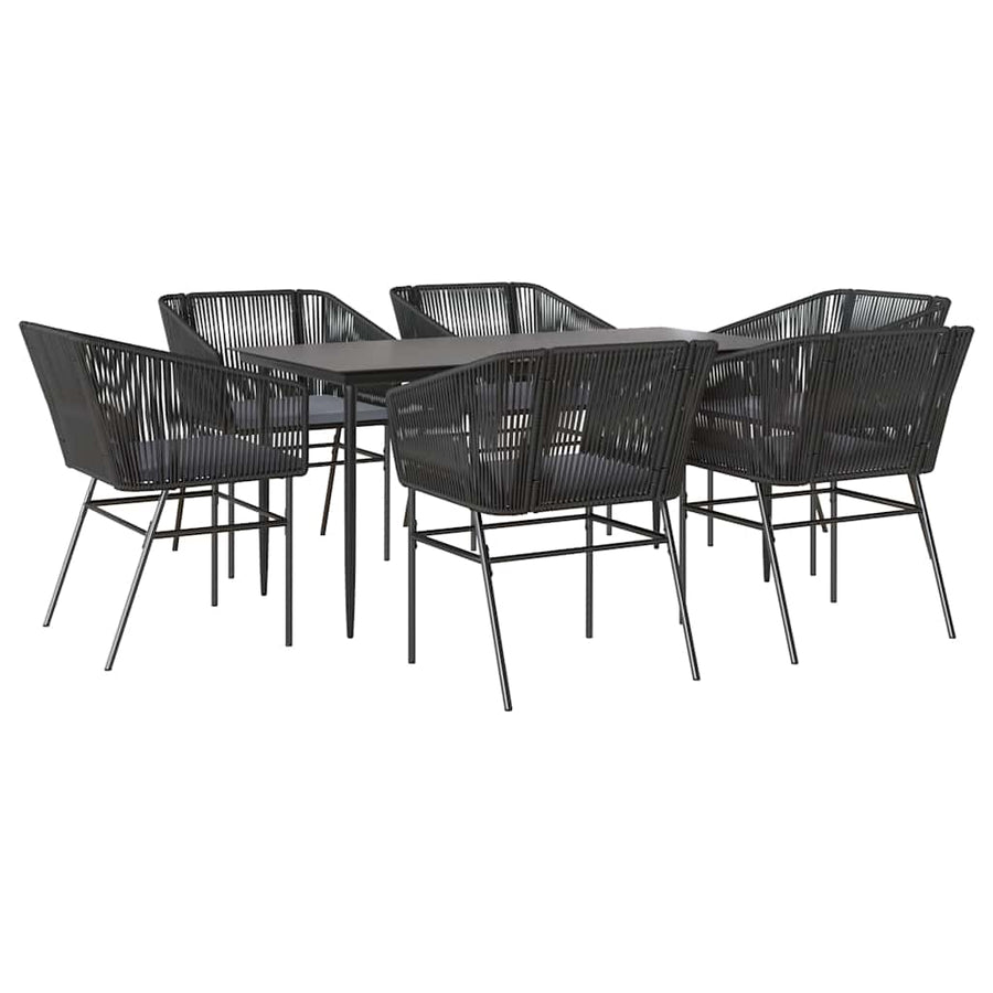 7-Delige Tuinset Met Kussens Poly Rattan Glas 6 160 x 80 x 74 cm Zwart