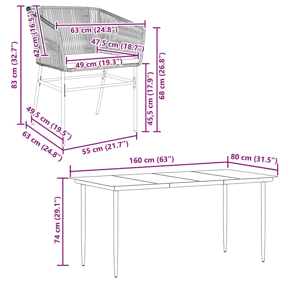 7-Delige Tuinset Met Kussens Poly Rattan Glas 6 160 x 80 x 74 cm Zwart