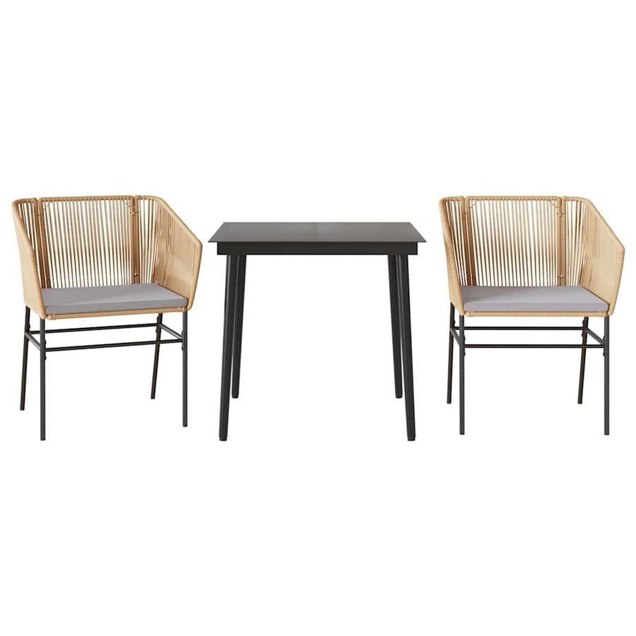 3-Delige Tuinset Met Kussens Poly Rattan Glas 2 80 x 80 x 74 cm Bruin
