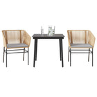 Tuinset 3-delig poly rattan bruin met kussens