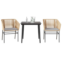 3-Delige Tuinset Met Kussens Poly Rattan Glas 2 80 x 80 x 74 cm Bruin