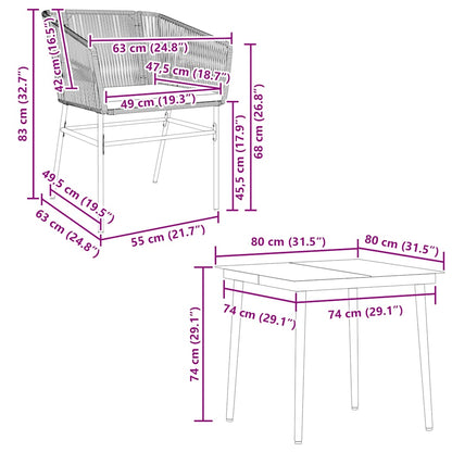 5-Delige Tuinset Met Kussens Poly Rattan Glas 4 80 x 80 x 74 cm Bruin