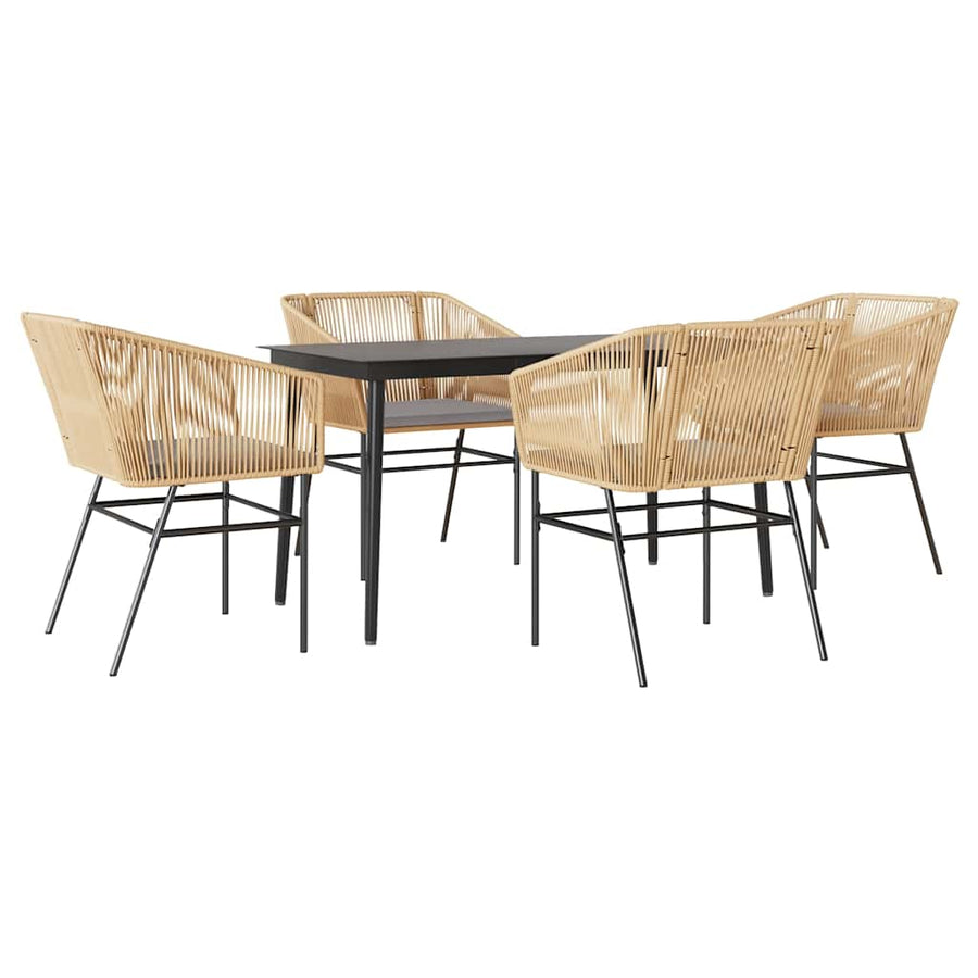 5-Delige Tuinset Met Kussens Poly Rattan Glas 4 140 x 70 x 74 cm Bruin