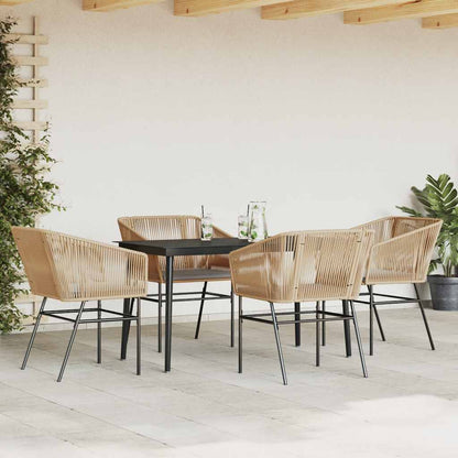 5-Delige Tuinset Met Kussens Poly Rattan Glas 4 140 x 70 x 74 cm Bruin