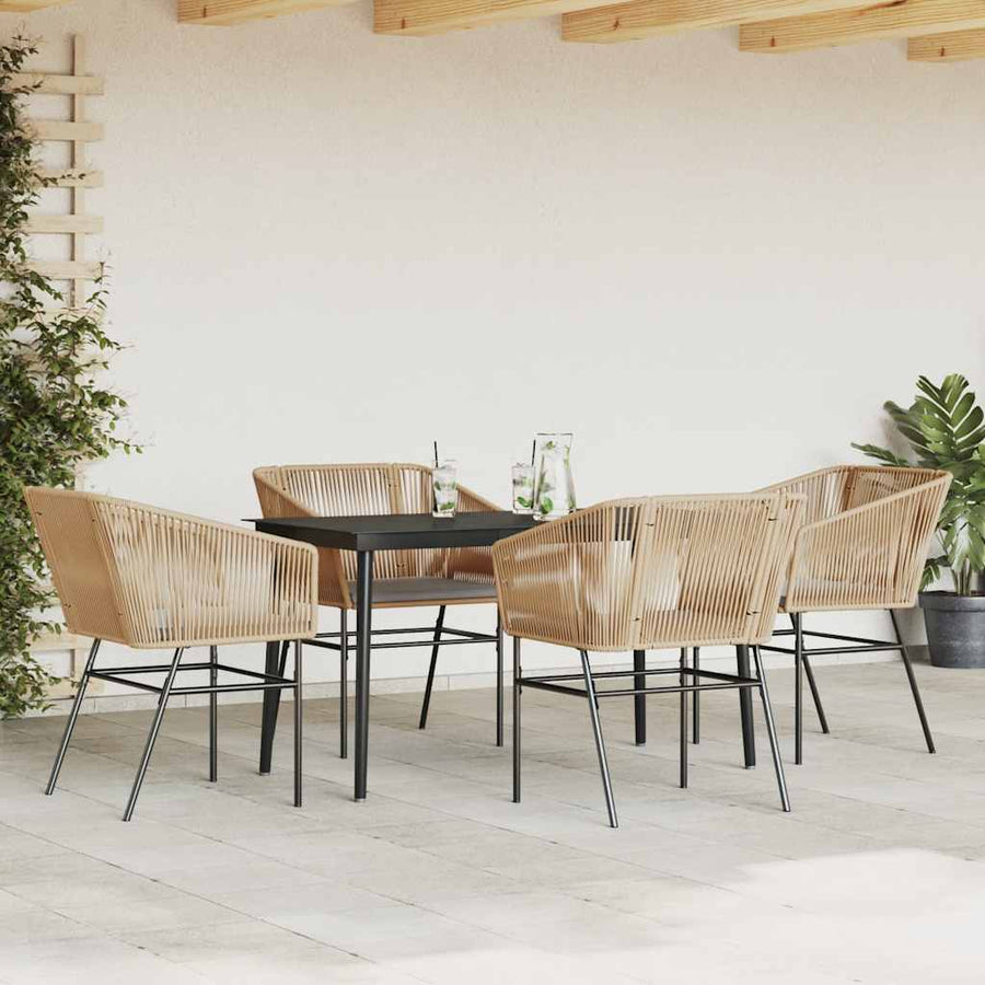 5-Delige Tuinset Met Kussens Poly Rattan Glas 4 140 x 70 x 74 cm Bruin