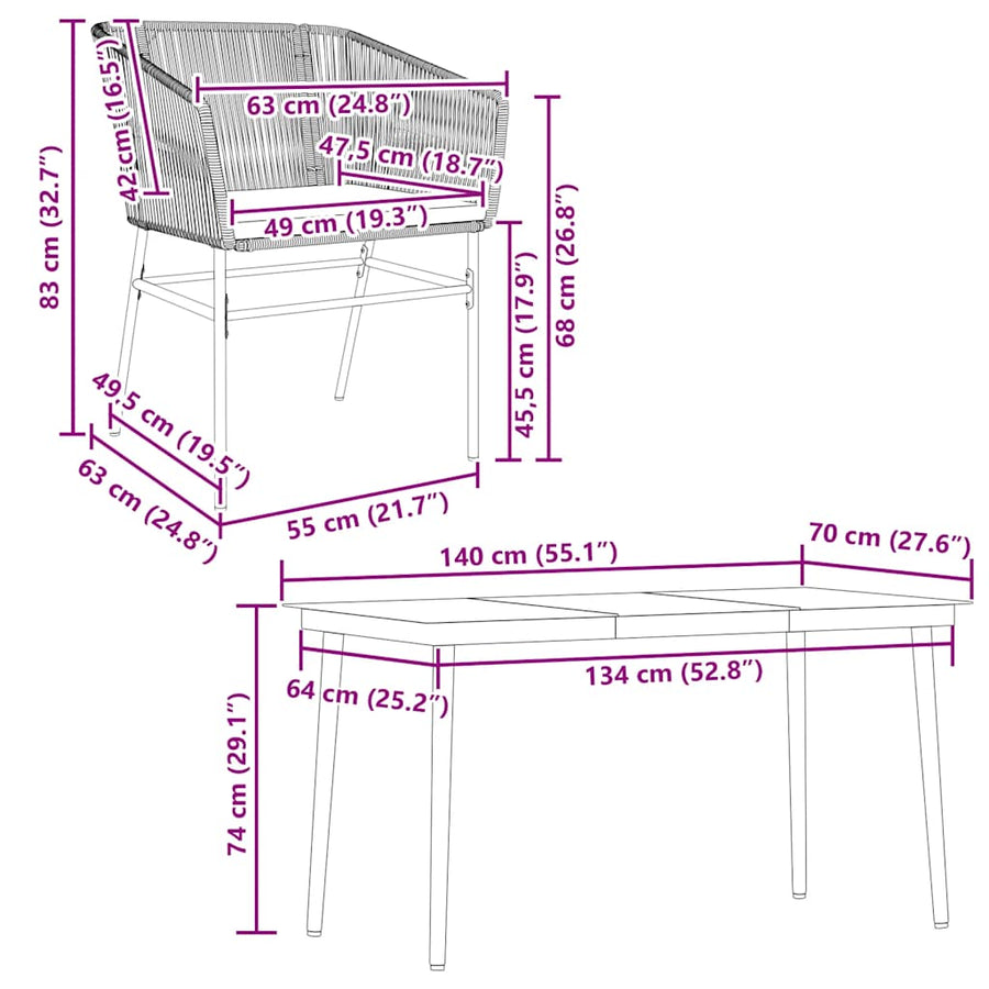 5-Delige Tuinset Met Kussens Poly Rattan Glas 4 140 x 70 x 74 cm Bruin