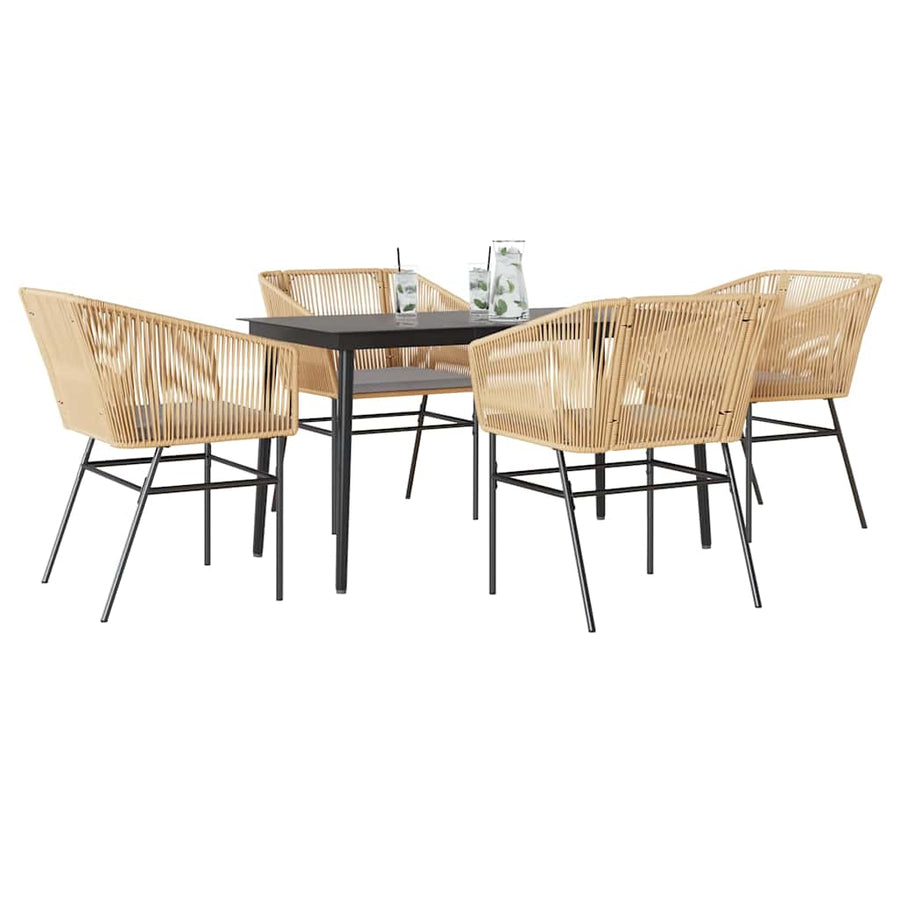 5-Delige Tuinset Met Kussens Poly Rattan Glas 4 140 x 70 x 74 cm Bruin