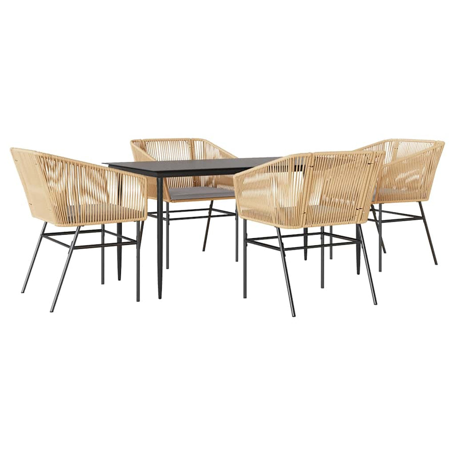 5-Delige Tuinset Met Kussens Poly Rattan Glas 4 160 x 80 x 74 cm Bruin
