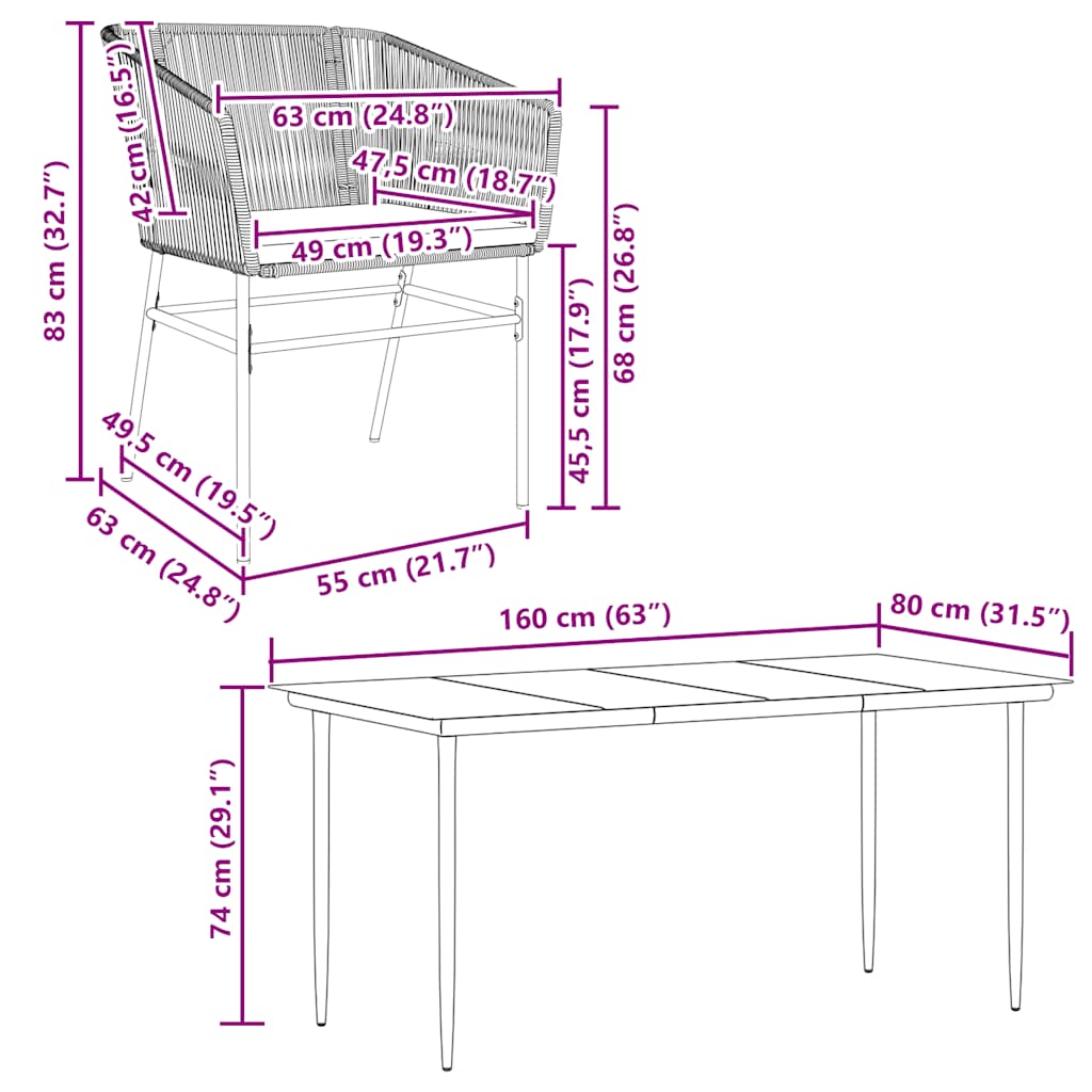 5-Delige Tuinset Met Kussens Poly Rattan Glas 4 160 x 80 x 74 cm Bruin