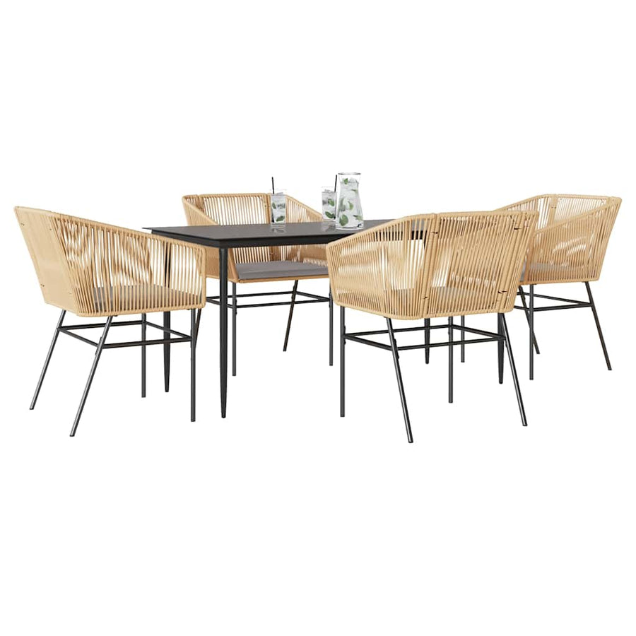 5-Delige Tuinset Met Kussens Poly Rattan Glas 4 160 x 80 x 74 cm Bruin