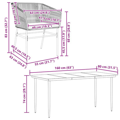 7-Delige Tuinset Met Kussens Poly Rattan Glas 6 160 x 80 x 74 cm Bruin
