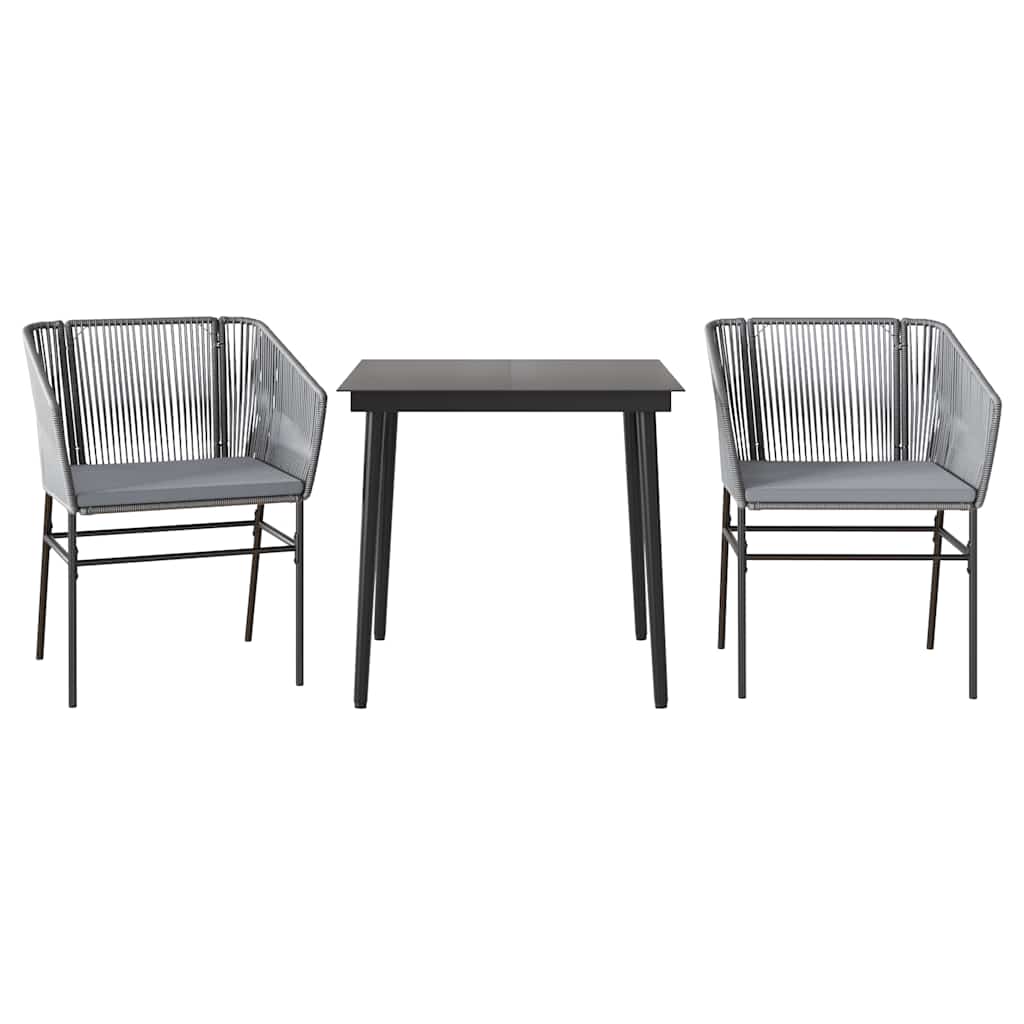 3-Delige Tuinset Met Kussens Poly Rattan Glas 2 80 x 80 x 74 cm Grijs