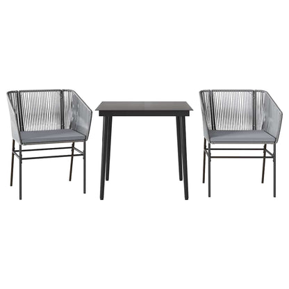 3-Delige Tuinset Met Kussens Poly Rattan Glas 2 80 x 80 x 74 cm Grijs