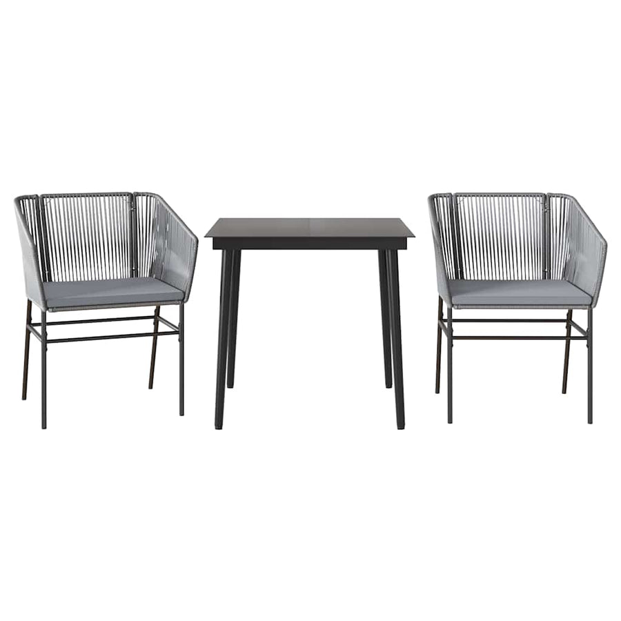 3-Delige Tuinset Met Kussens Poly Rattan Glas 2 80 x 80 x 74 cm Grijs