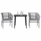 Tuinset 3-delig poly rattan grijs met kussens