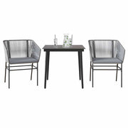 Tuinset 3-delig poly rattan grijs met kussens