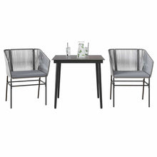 3-Delige Tuinset Met Kussens Poly Rattan Glas 2 80 x 80 x 74 cm Grijs