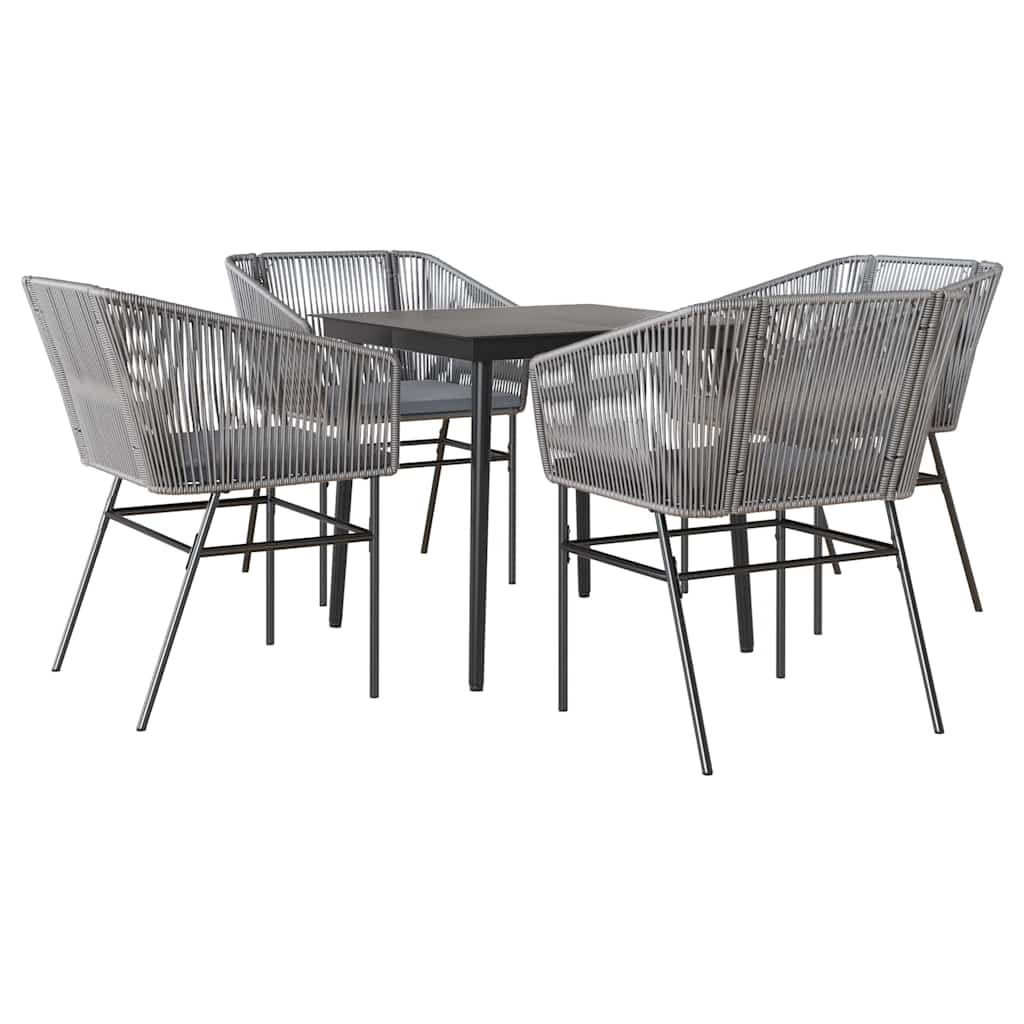 5-Delige Tuinset Met Kussens Poly Rattan Glas 4 80 x 80 x 74 cm Grijs