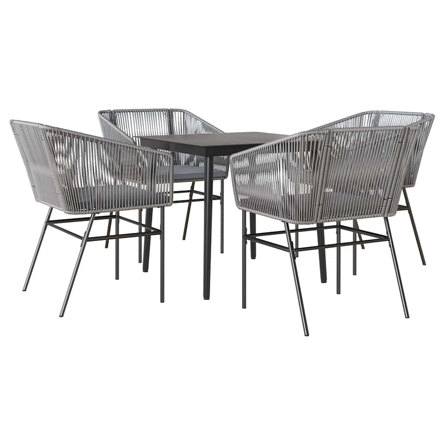 5-Delige Tuinset Met Kussens Poly Rattan Glas 4 80 x 80 x 74 cm Grijs