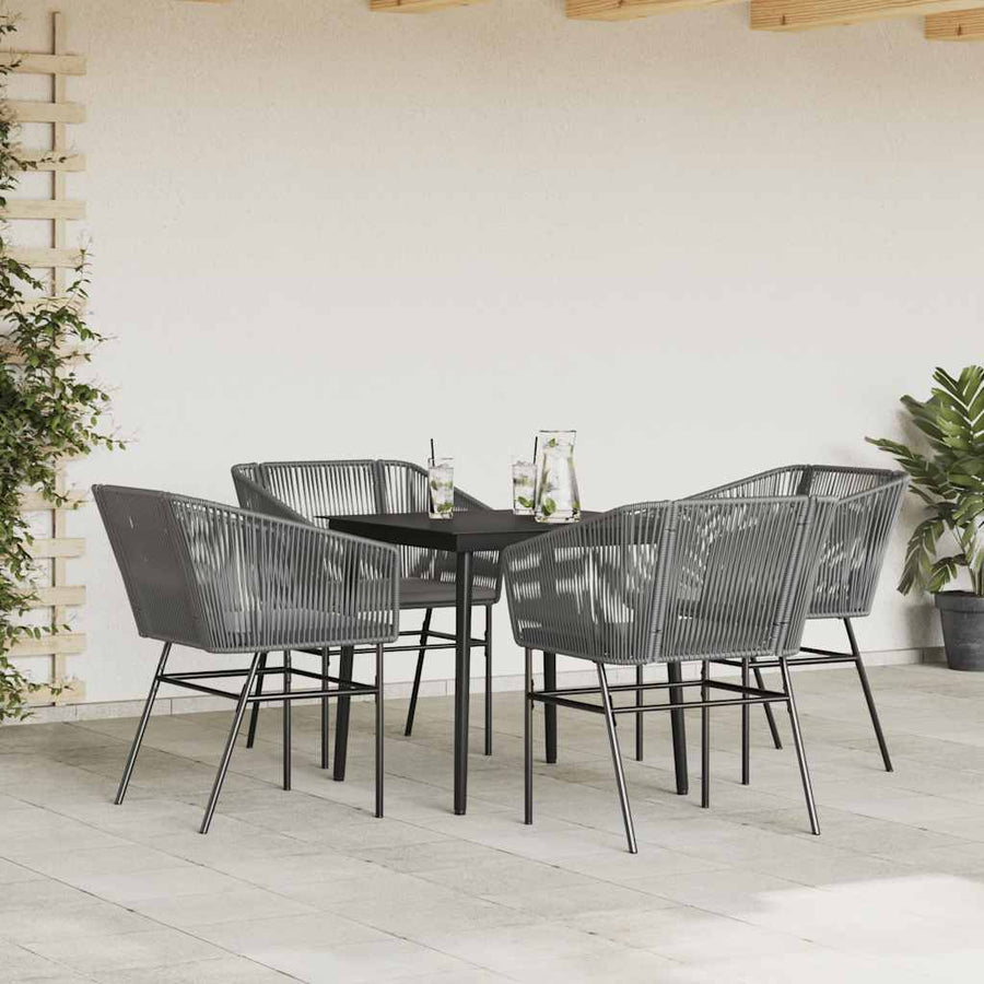5-Delige Tuinset Met Kussens Poly Rattan Glas 4 80 x 80 x 74 cm Grijs
