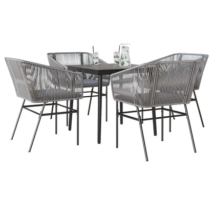 5-Delige Tuinset Met Kussens Poly Rattan Glas 4 80 x 80 x 74 cm Grijs