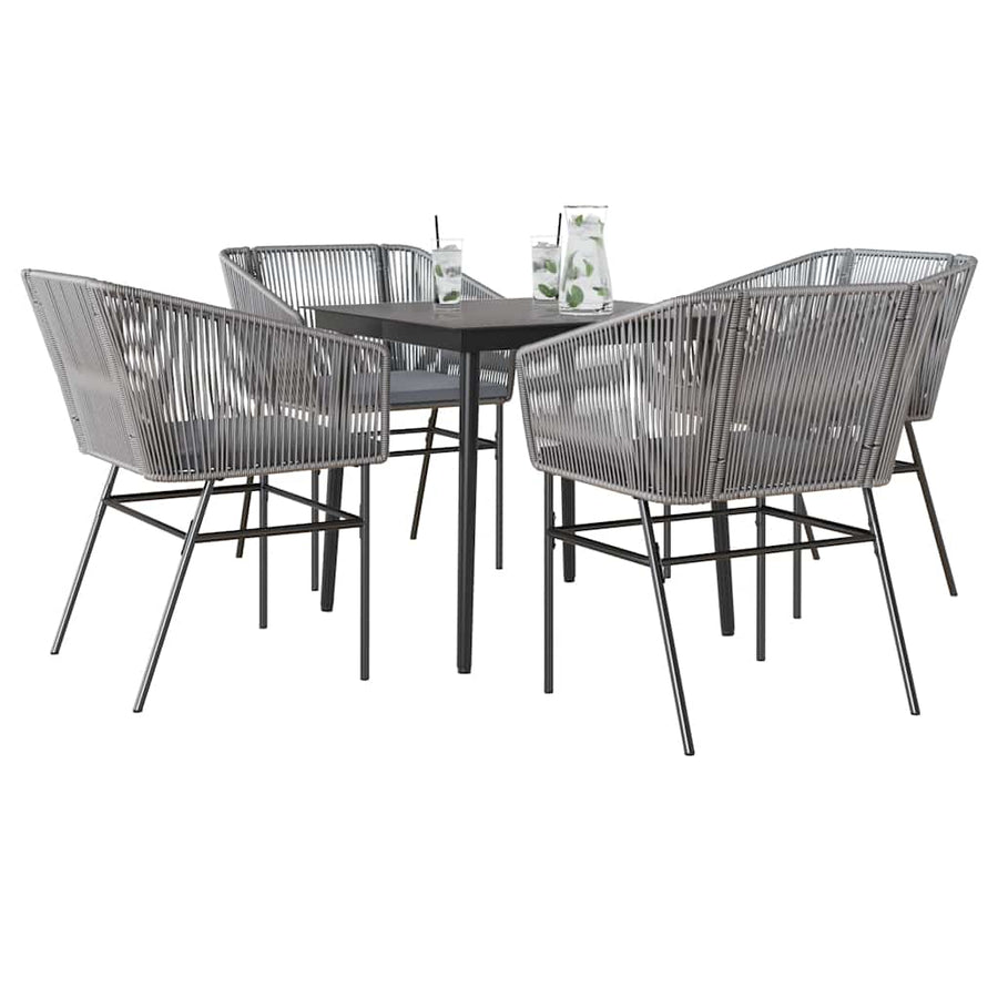 5-Delige Tuinset Met Kussens Poly Rattan Glas 4 80 x 80 x 74 cm Grijs