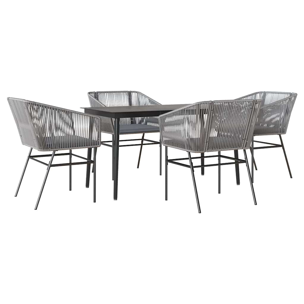 5-Delige Tuinset Met Kussens Poly Rattan Glas 4 140 x 70 x 74 cm Grijs