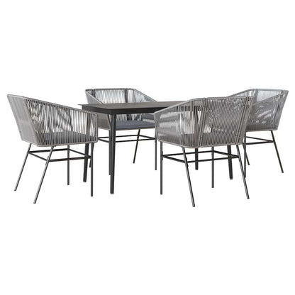 5-Delige Tuinset Met Kussens Poly Rattan Glas 4 140 x 70 x 74 cm Grijs