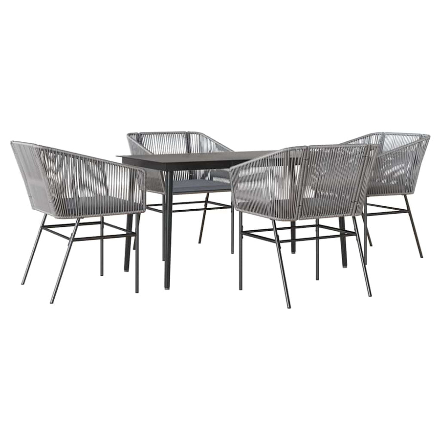 5-Delige Tuinset Met Kussens Poly Rattan Glas 4 140 x 70 x 74 cm Grijs