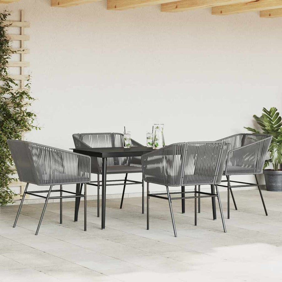 5-Delige Tuinset Met Kussens Poly Rattan Glas 4 140 x 70 x 74 cm Grijs