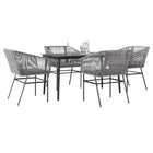 Tuinset 5-delig poly rattan grijs glas