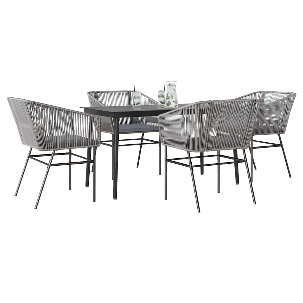 5-Delige Tuinset Met Kussens Poly Rattan Glas 4 140 x 70 x 74 cm Grijs