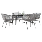 Tuinset 5-delig poly rattan grijs glas