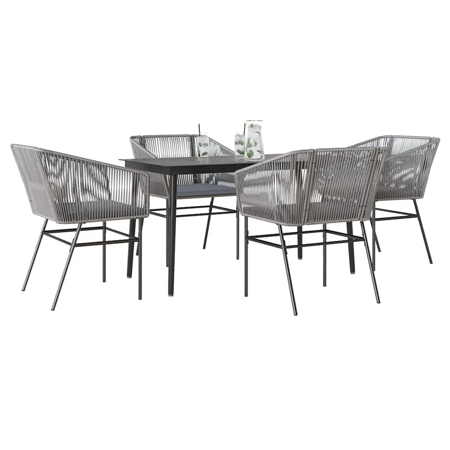 5-Delige Tuinset Met Kussens Poly Rattan Glas 4 140 x 70 x 74 cm Grijs
