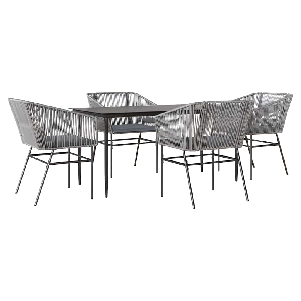 5-Delige Tuinset Met Kussens Poly Rattan Glas 4 160 x 80 x 74 cm Grijs