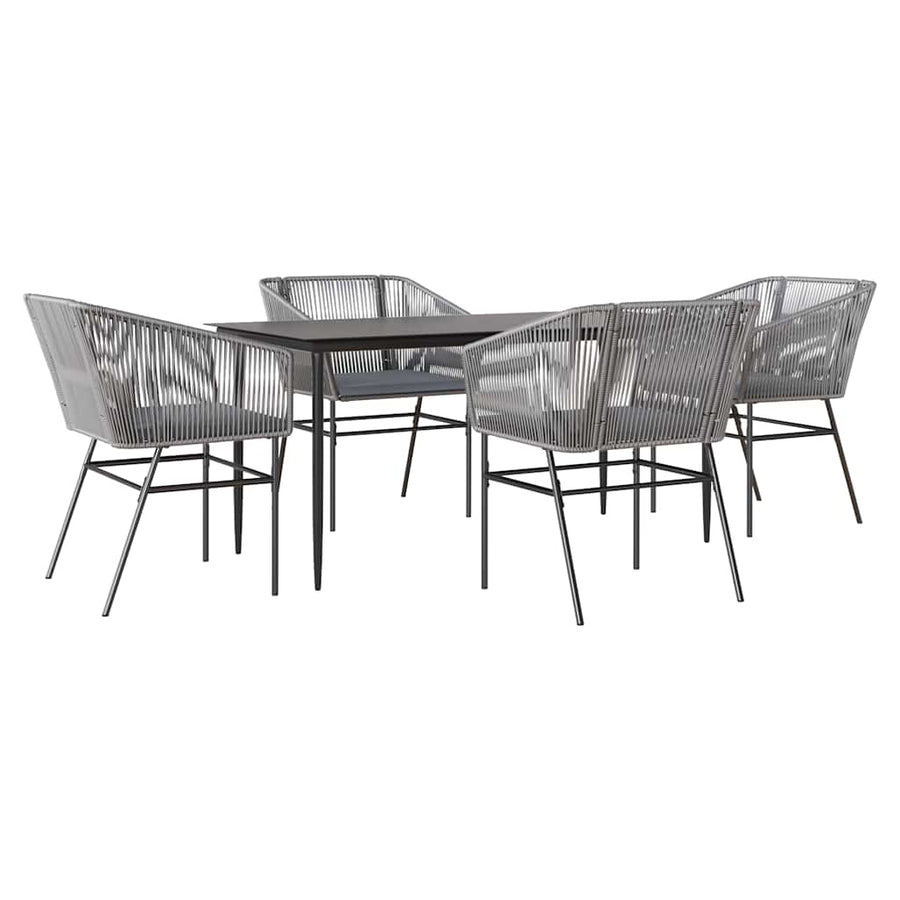 5-Delige Tuinset Met Kussens Poly Rattan Glas 4 160 x 80 x 74 cm Grijs