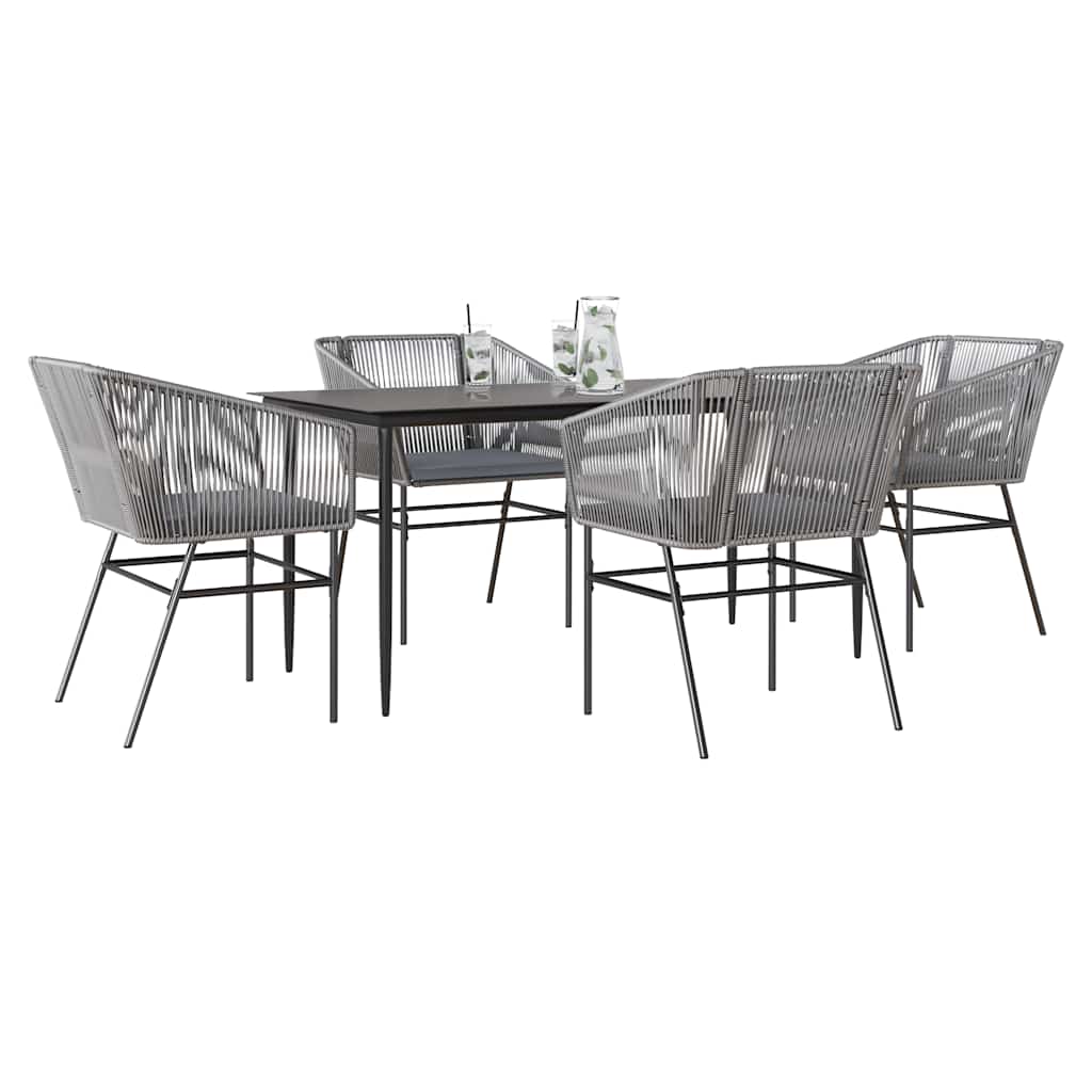 5-Delige Tuinset Met Kussens Poly Rattan Glas 4 160 x 80 x 74 cm Grijs
