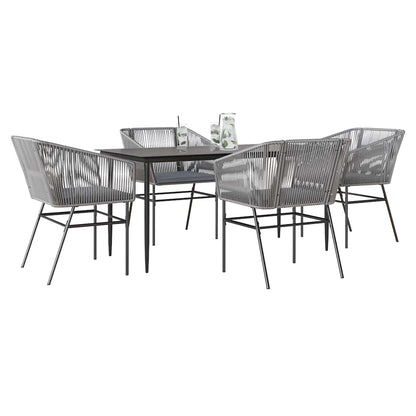 5-Delige Tuinset Met Kussens Poly Rattan Glas 4 160 x 80 x 74 cm Grijs