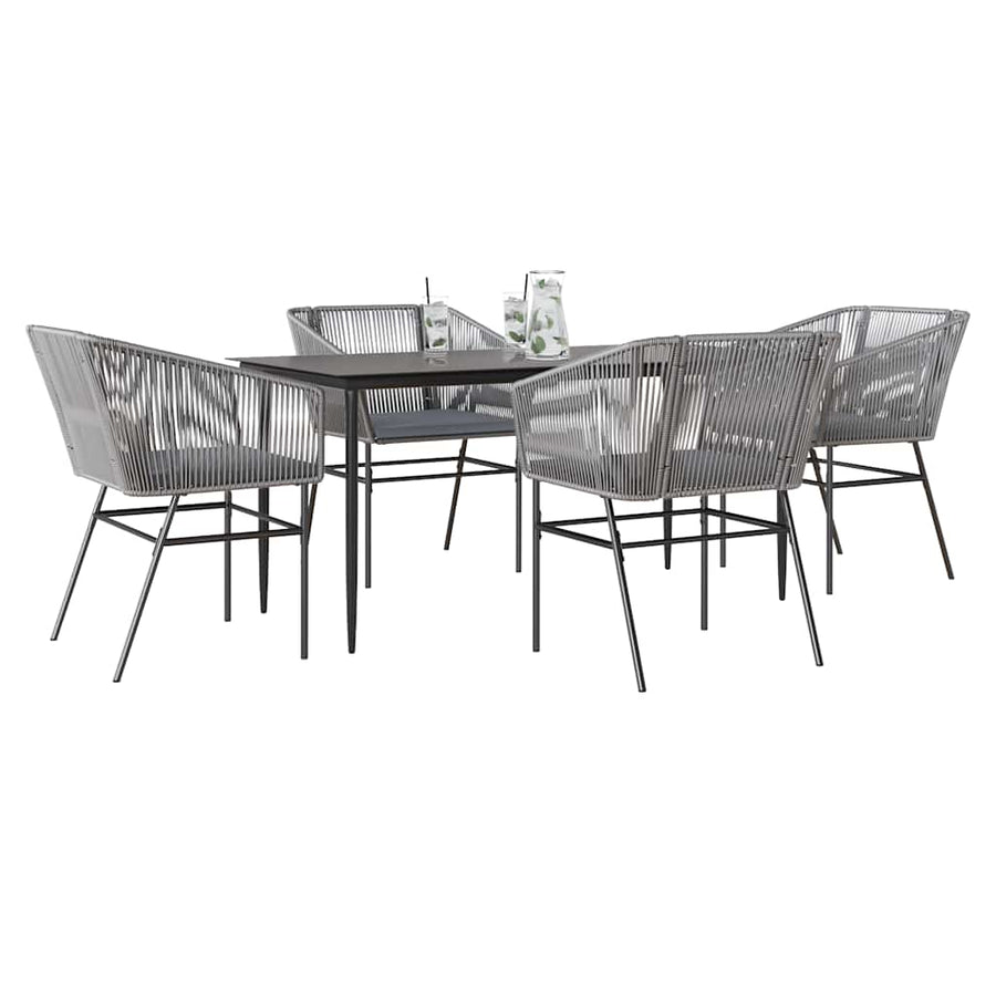 5-Delige Tuinset Met Kussens Poly Rattan Glas 4 160 x 80 x 74 cm Grijs