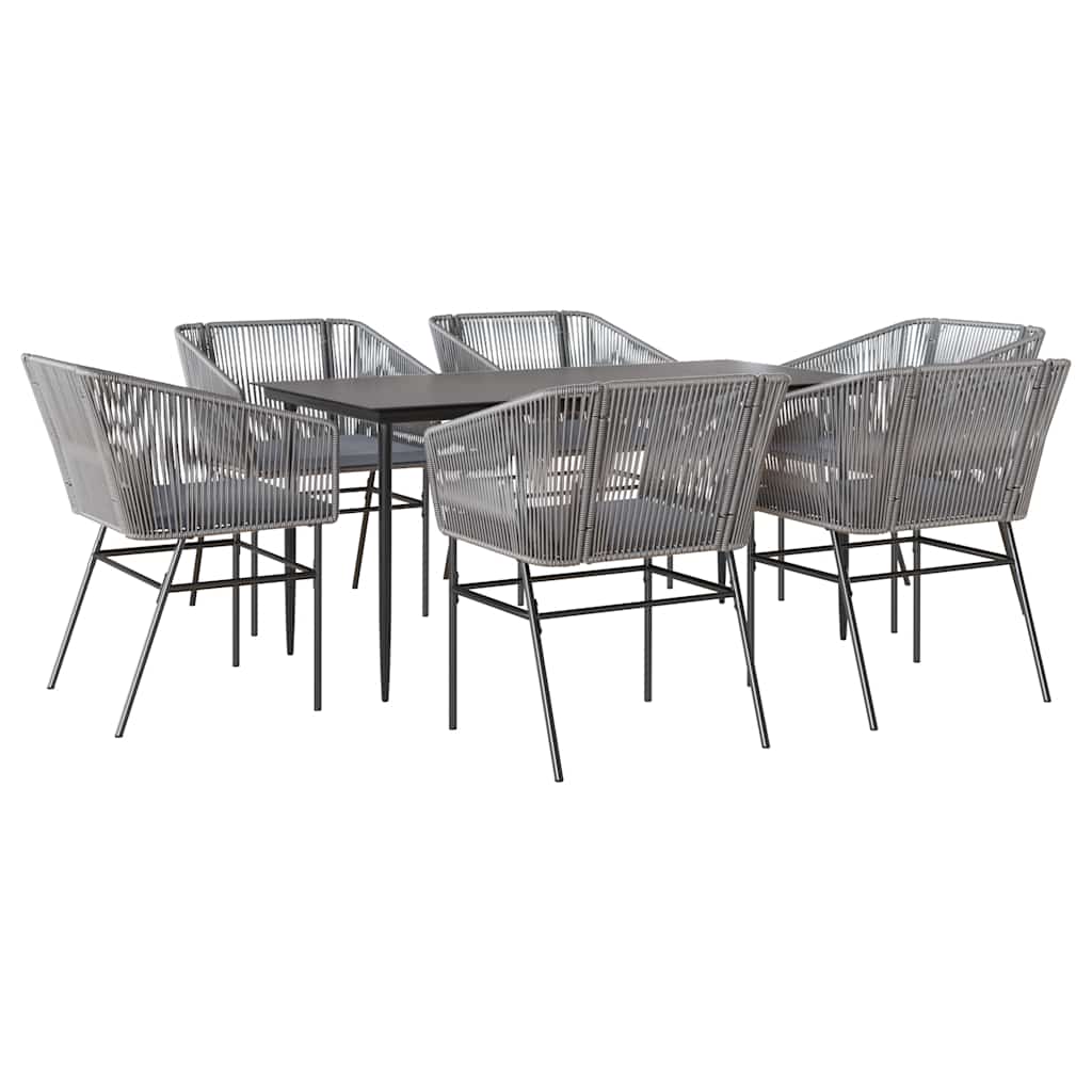 7-Delige Tuinset Met Kussens Poly Rattan Glas 6 160 x 80 x 74 cm Grijs