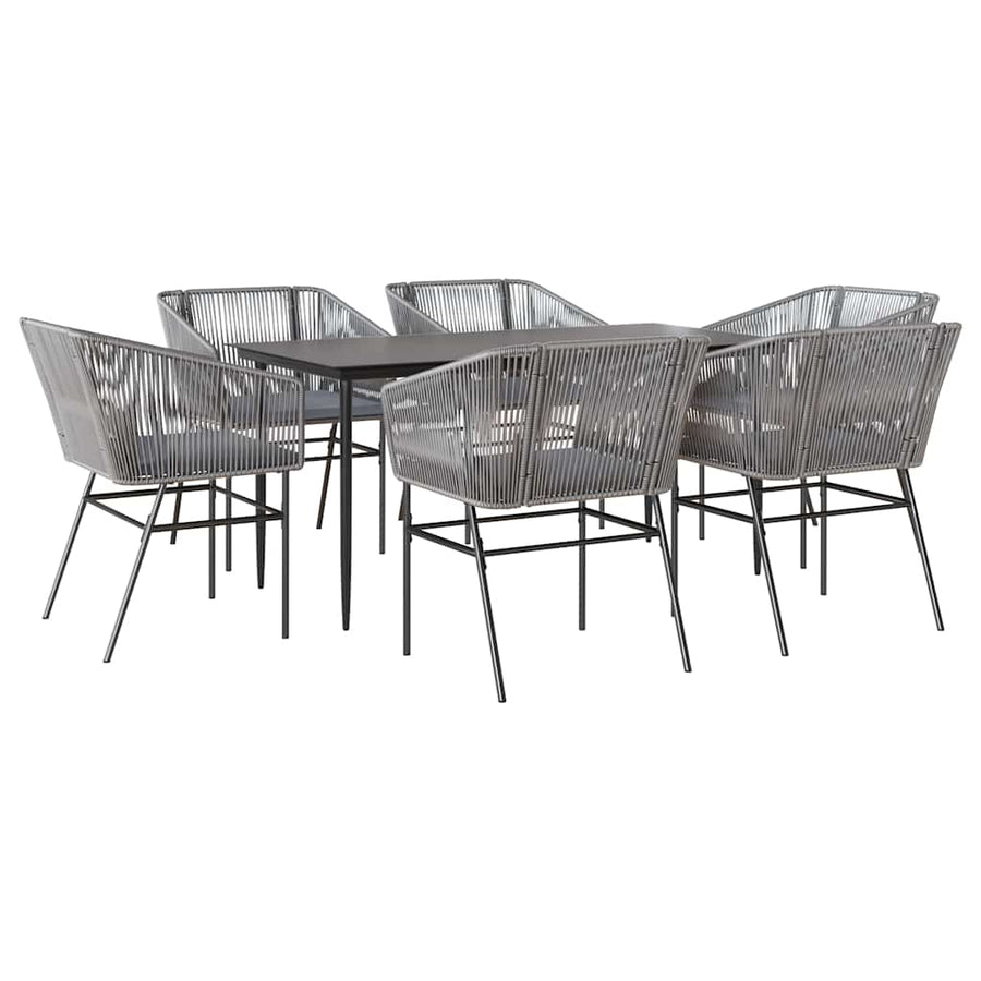 7-Delige Tuinset Met Kussens Poly Rattan Glas 6 160 x 80 x 74 cm Grijs