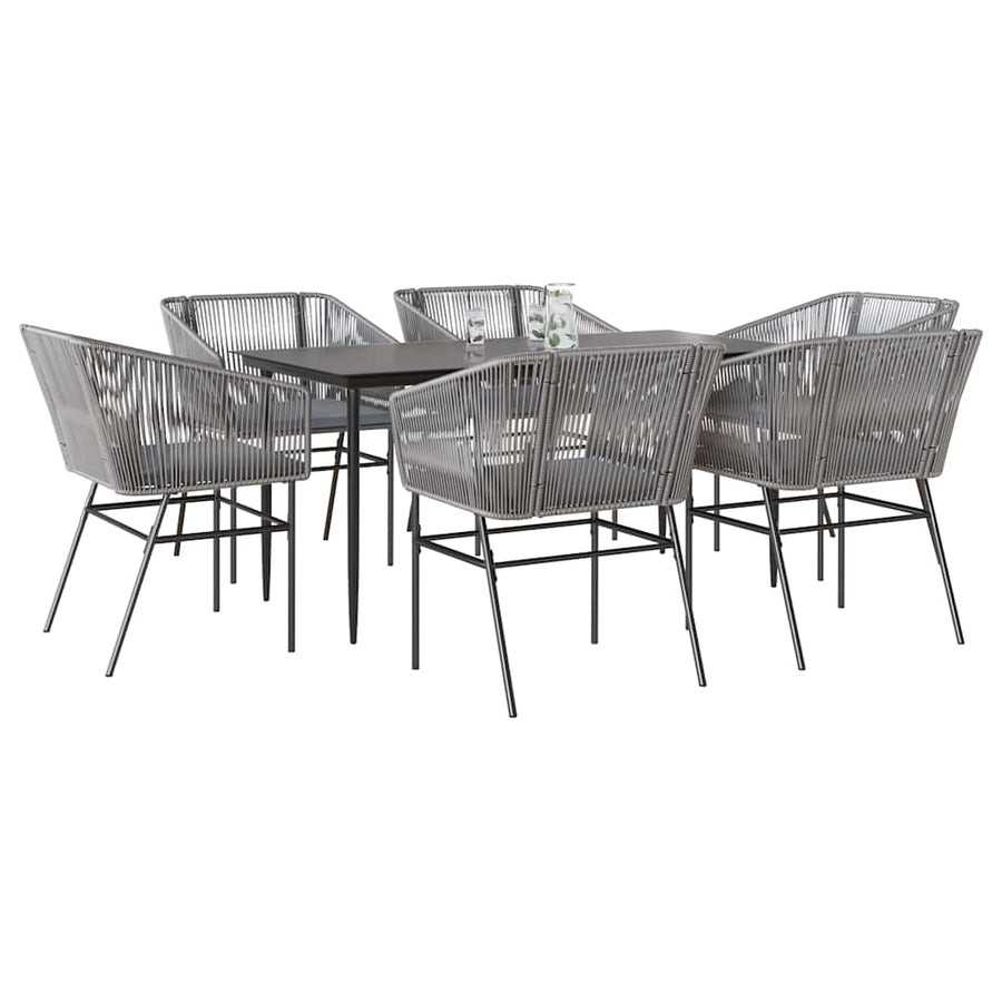 7-Delige Tuinset Met Kussens Poly Rattan Glas 6 160 x 80 x 74 cm Grijs
