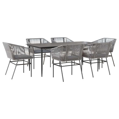 7-Delige Tuinset Met Kussens Poly Rattan Glas 6 200 x 100 x 74 cm Grijs