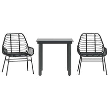 3-delige Tuinset poly rattan glas zwart
