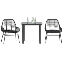 3-delige Tuinset poly rattan glas zwart