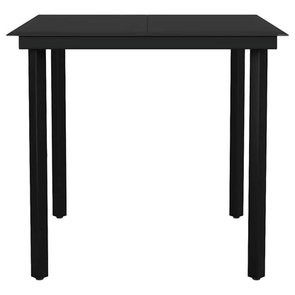 5-delige Tuinset poly rattan glas zwart