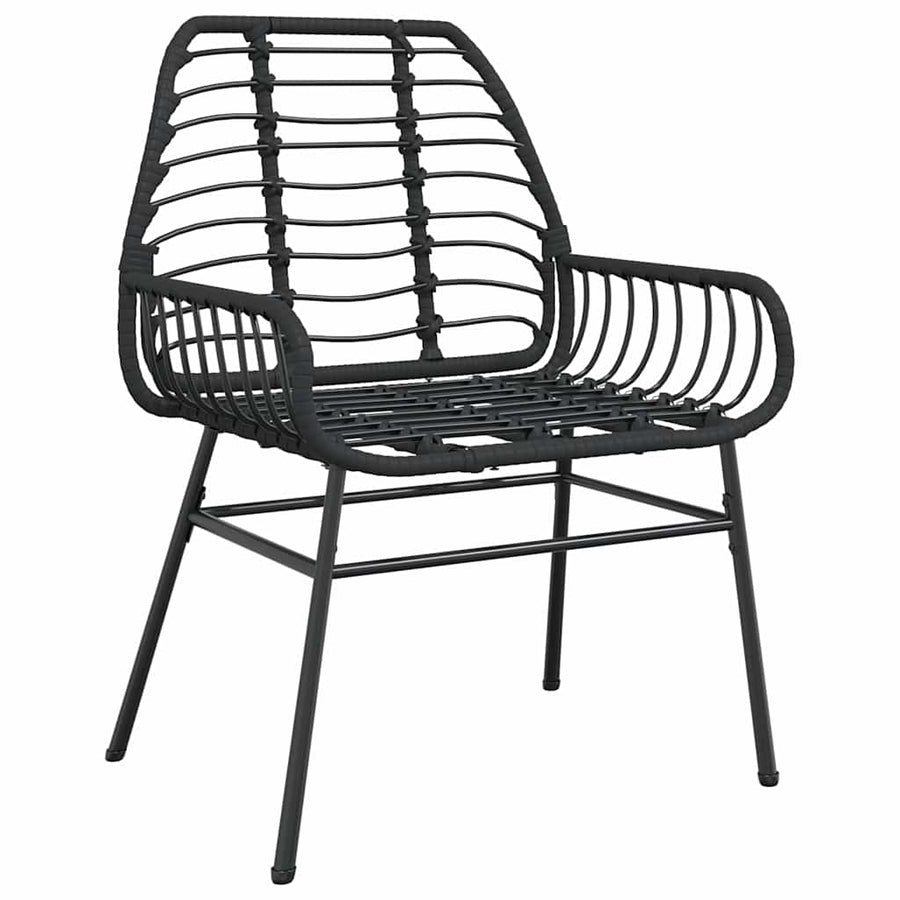 5-delige Tuinset poly rattan glas zwart