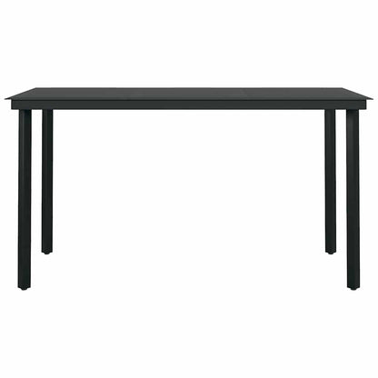 5-delige Tuinset poly rattan glas zwart